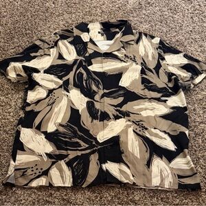 Express Black and Tan Leaf Print Shirt